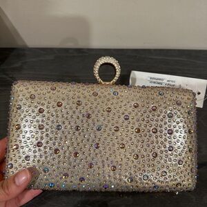 Elegant Gold Crystal Clutch